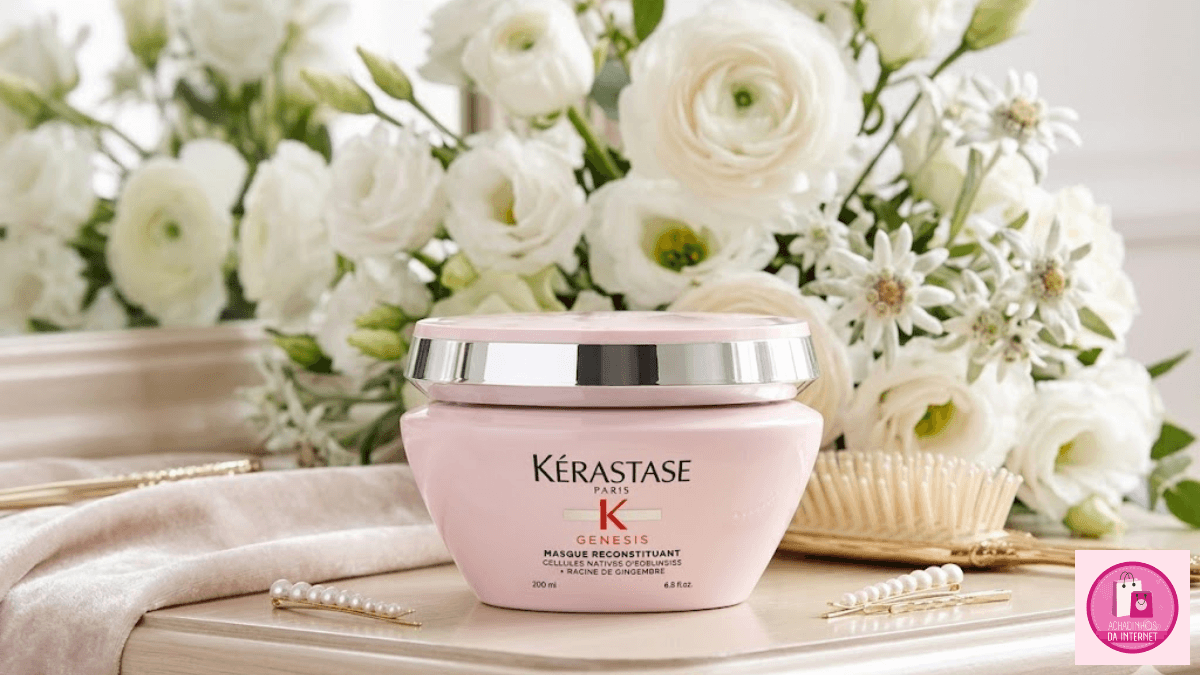 Máscara Kérastase Genesis Masque Reconstituant em destaque para tratamento de queda.