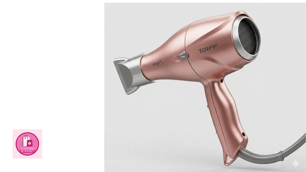 Secador de cabelos profissional Taiff Fox Ion 3 cor cinza e laranja em destaque.